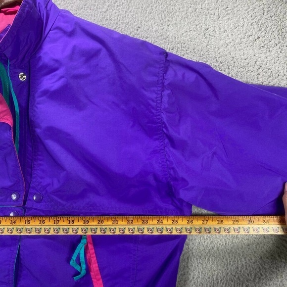 Cabin Creek Jacket Womens Large Purple Nylon Retro Colorblock 90s NO Liner - Picture 8 of 16